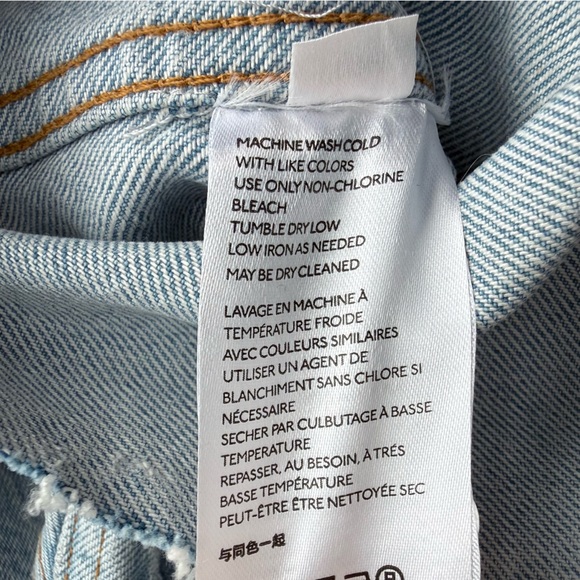 MWT Free People Amelia Slouchy Denim Jacket XS Distressed Cropped Blue Trucker - Picture 13 of 16